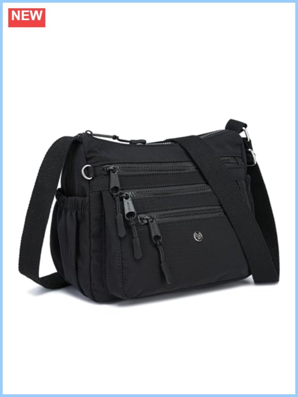 Nylon Crossbody Bag Multi Pocket Purse Adjustable Strap Casual Shoulder Handbag